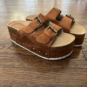 moyilishan platform sandals size 6 brown suede